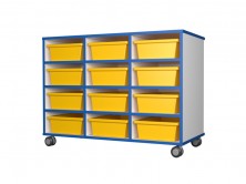 Mobile Tote Tray Unit 12   Yellow